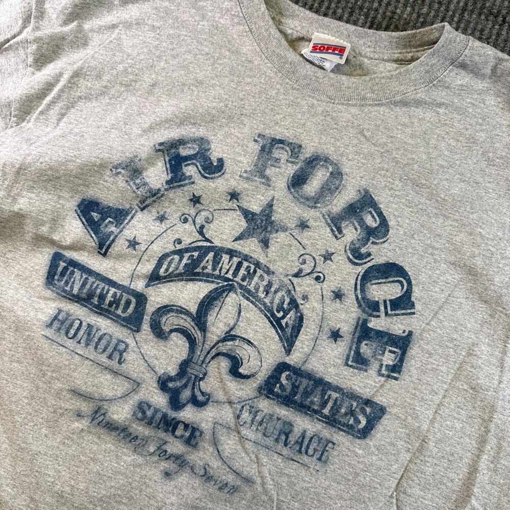 Soffe Air Force USA T Shirt Mens XL Gray Graphic Military USA Cotton